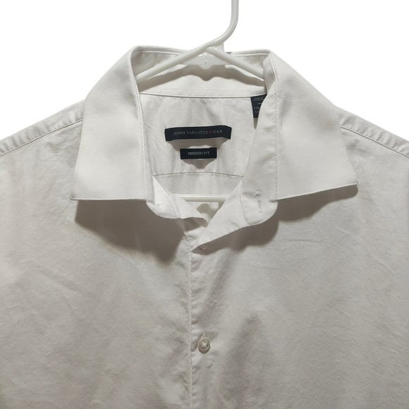 John Varvatos USA Mens White Modern Fit Long Sleeve Button Down Shirt 16R - Picture 5 of 10